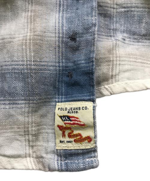 POLO JEANS COMPANY（ポロジーンズカンパニー）POLO JEANS COMPANY (ポロジーンズカンパニー) リネンオンブレチェックシャツ ブルー サイズ:Mの古着・服飾アイテム