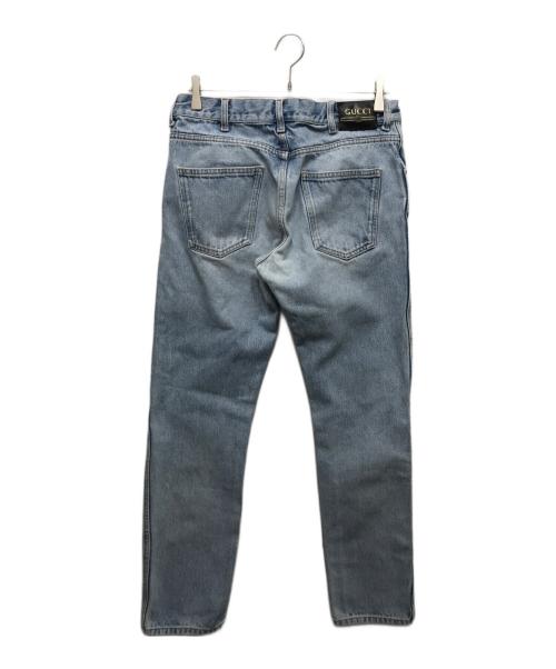 GUCCI（グッチ）GUCCI (グッチ) バック刺繍デザインデニムパンツ インディゴ サイズ:W32の古着・服飾アイテム