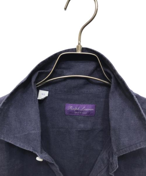 RALPH LAUREN Purple Label（ラルフ ローレン パープル レーベル）RALPH LAUREN PURPLE LABEL (ラルフ ローレン パープル レーベル) リネンシャツ ネイビー サイズ:16.5の古着・服飾アイテム