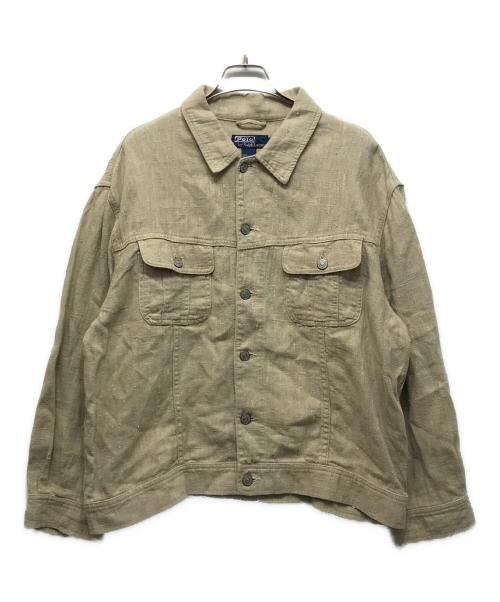 POLO RALPH LAUREN（ポロ・ラルフローレン）POLO RALPH LAUREN (ポロ・ラルフローレン) リネントラッカージャケット ベージュ サイズ:Lの古着・服飾アイテム