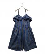 MAISON SPECIALメゾンスペシャル）の古着「Plaid Taffeta Voluminous Dress」｜ブルー