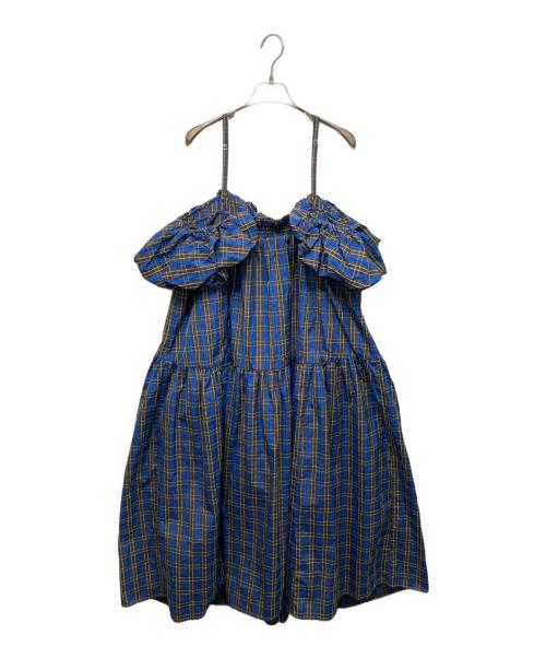 MAISON SPECIAL（メゾンスペシャル）MAISON SPECIAL (メゾンスペシャル) Plaid Taffeta Voluminous Dress ブルー サイズ:36の古着・服飾アイテム