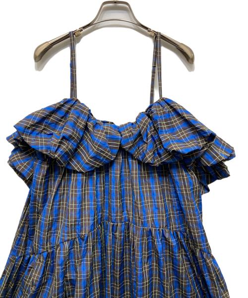 MAISON SPECIAL（メゾンスペシャル）MAISON SPECIAL (メゾンスペシャル) Plaid Taffeta Voluminous Dress ブルー サイズ:36の古着・服飾アイテム