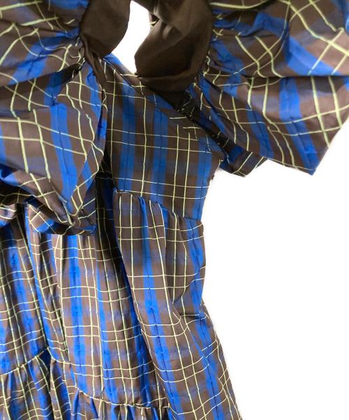 MAISON SPECIAL（メゾンスペシャル）MAISON SPECIAL (メゾンスペシャル) Plaid Taffeta Voluminous Dress ブルー サイズ:36の古着・服飾アイテム