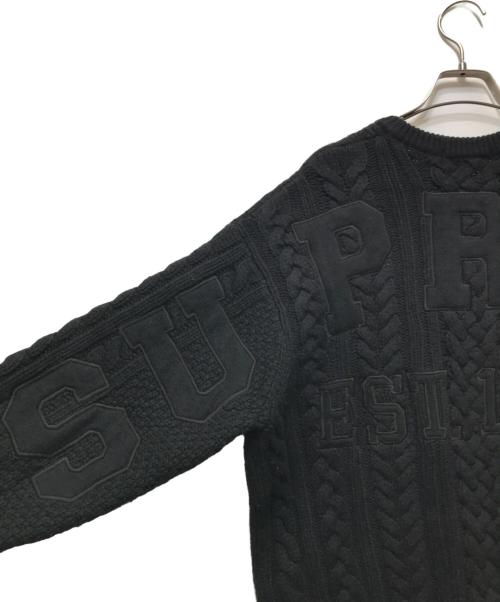 SUPREME（シュプリーム）Supreme (シュプリーム) Applique Cable Knit Sweater　23fw ブラック サイズ:Mの古着・服飾アイテム