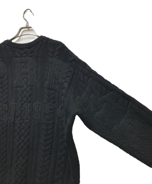 SUPREME（シュプリーム）Supreme (シュプリーム) Applique Cable Knit Sweater　23fw ブラック サイズ:Mの古着・服飾アイテム