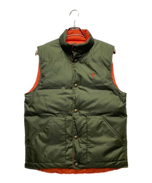 POLO RALPH LAUREN（ポロ・ラルフローレン）POLO RALPH LAUREN (ポロ・ラルフローレン) リバーシブルダウンベスト グリーン×オレンジ サイズ:Sの古着・服飾アイテム