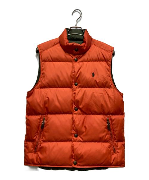 POLO RALPH LAUREN（ポロ・ラルフローレン）POLO RALPH LAUREN (ポロ・ラルフローレン) リバーシブルダウンベスト グリーン×オレンジ サイズ:Sの古着・服飾アイテム