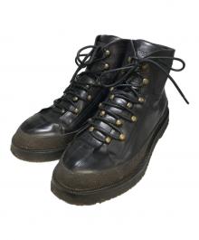 DOLCE & GABBANA（ドルチェ＆ガッバーナ）の古着「Hiking Style Stable Leather Ankle Boots」｜ブラック