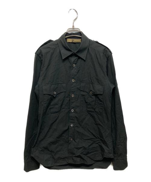 JOHN GALLIANO（ジョンガリアーノ）JOHN GALLIANO (ジョンガリアーノ) バックプリントエポレットシャツ ブラック サイズ:44の古着・服飾アイテム