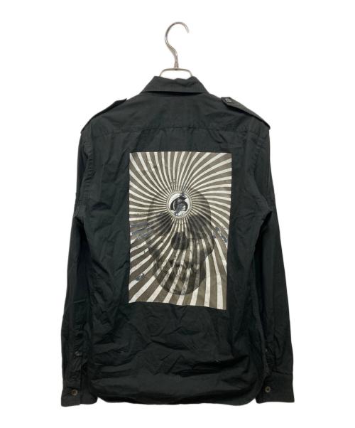 JOHN GALLIANO（ジョンガリアーノ）JOHN GALLIANO (ジョンガリアーノ) バックプリントエポレットシャツ ブラック サイズ:44の古着・服飾アイテム