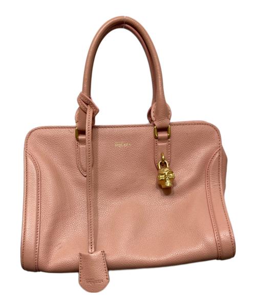 ALEXANDER McQUEEN（アレキサンダーマックイーン）ALEXANDER McQUEEN (アレキサンダーマックイーン) Calfskin Small Skull Padlock Zip Around Tote ピンクの古着・服飾アイテム