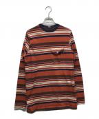 stussyステューシー）の古着「ボーダーカットソー」｜ネイビー×オレンジ