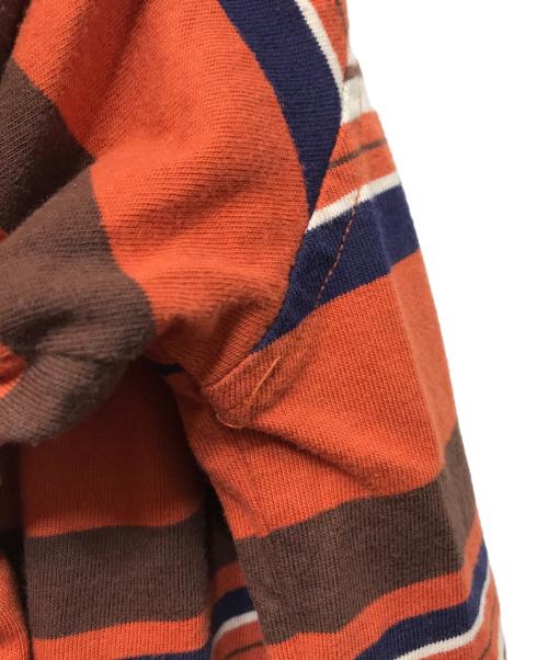 stussy（ステューシー）stussy (ステューシー) ボーダーカットソー ネイビー×オレンジ サイズ:不明の古着・服飾アイテム