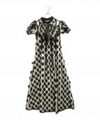 SELF PORTRAITセルフ ポートレイト）の古着「総柄ノースリーブワンピース」｜ホワイト×ブラック