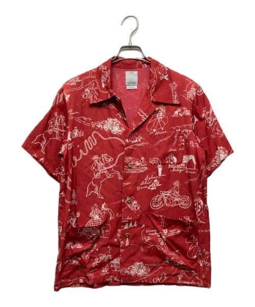 VISVIM（ビズビム）VISVIM (ビズビム) DUKE SHIRT S/S VILLAGE レッド サイズ:2の古着・服飾アイテム