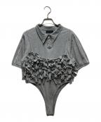MAISON SPECIALメゾンスペシャル）の古着「Ribbon Polo Bodysuit/リボンブラウス」｜グレー