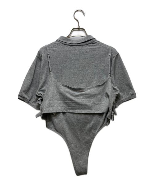 MAISON SPECIAL（メゾンスペシャル）MAISON SPECIAL (メゾンスペシャル) Ribbon Polo Bodysuit/リボンブラウス グレー サイズ:FREEの古着・服飾アイテム