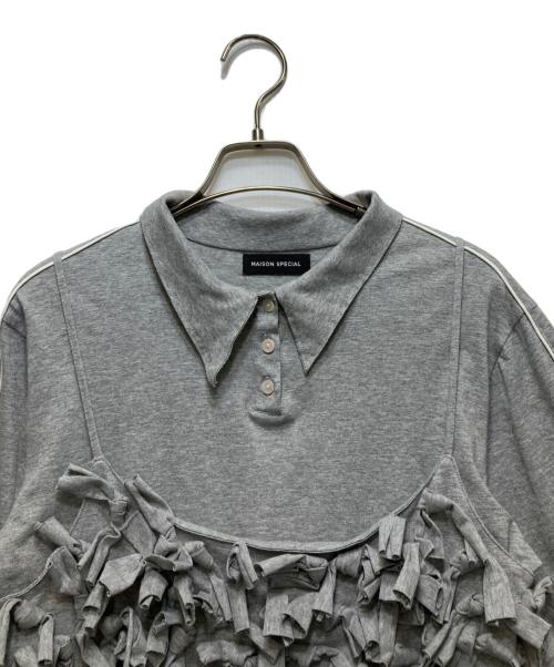 MAISON SPECIAL（メゾンスペシャル）MAISON SPECIAL (メゾンスペシャル) Ribbon Polo Bodysuit/リボンブラウス グレー サイズ:FREEの古着・服飾アイテム
