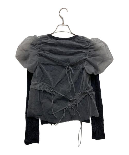 MAISON SPECIAL（メゾンスペシャル）MAISON SPECIAL (メゾンスペシャル) Shirring Mini Puff Sleeve Tops ブラック×グレー サイズ:FREE 未使用品の古着・服飾アイテム