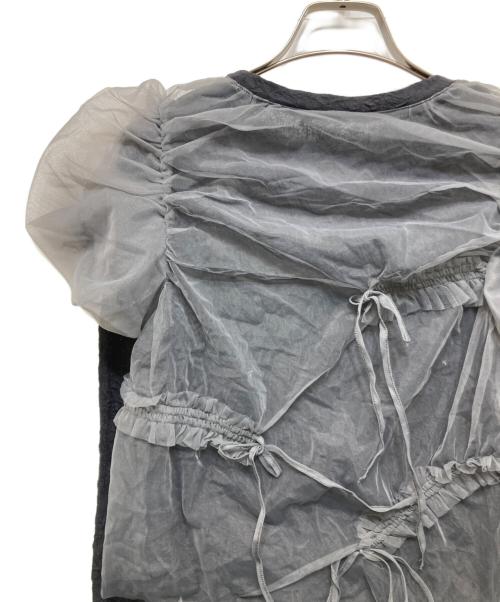 MAISON SPECIAL（メゾンスペシャル）MAISON SPECIAL (メゾンスペシャル) Shirring Mini Puff Sleeve Tops ブラック×グレー サイズ:FREE 未使用品の古着・服飾アイテム