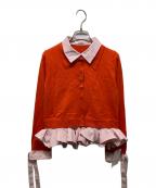 Snidelスナイデル）の古着「シャツドッキングヘムボリュームニットプルオーバー」｜レッド