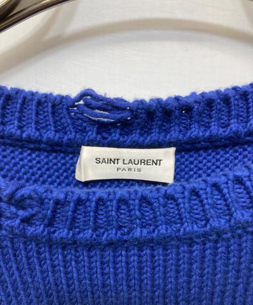 Saint Laurent Paris（サンローランパリ）Saint Laurent Paris (サンローランパリ) デストロイ加工クラッシュニット ブルー サイズ:Lの古着・服飾アイテム