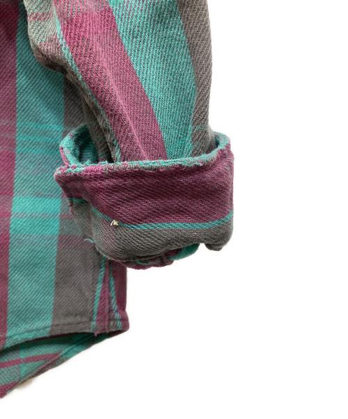 ST JOHN'S BAY（セントジョンズベイ）ST JOHN'S BAY (セントジョンズベイ) 襟芯ネルシャツ レッド×グリーン サイズ:ＸＬの古着・服飾アイテム