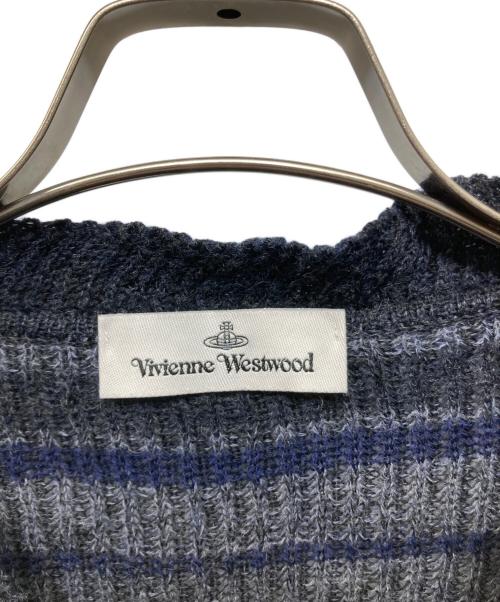 Vivienne Westwood（ヴィヴィアンウエストウッド）Vivienne Westwood (ヴィヴィアンウエストウッド) リネン混シャドーオーブボーダーニット ブラック サイズ:XSの古着・服飾アイテム