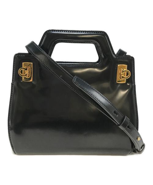 Ferragamo（フェラガモ）Ferragamo (フェラガモ) ワンダ 2WAY ミニバッグ ブラックの古着・服飾アイテム