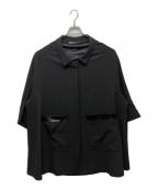 BALENCIAGA BLACK DRESSバレンシアガ ブラック ドレス）の古着「7分丈ステンカラーコート」｜ブラック
