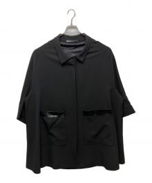 BALENCIAGA BLACK DRESS（バレンシアガ ブラック ドレス）の古着「7分丈ステンカラーコート」｜ブラック