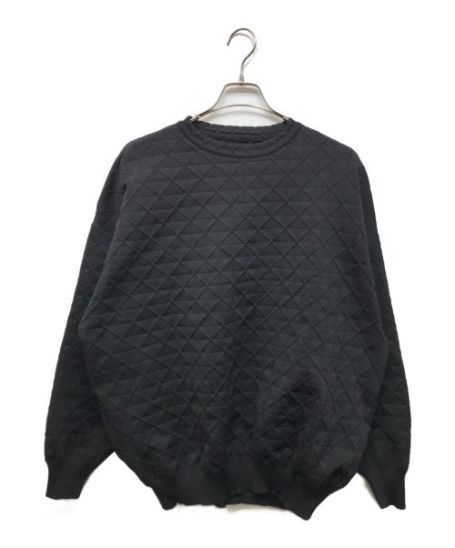 A-POC ABLE ISSEY MIYAKE（エイポック エイブル イッセイ ミヤケ）A-POC ABLE ISSEY MIYAKE (エイポック エイブル イッセイ ミヤケ) カラット柄クルーネックニット ブラック サイズ:3の古着・服飾アイテム