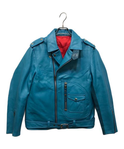THREEFACE（スリーフェイス）THREEFACE (スリーフェイス) ダブルライダースジャケット ブルー サイズ:Sの古着・服飾アイテム