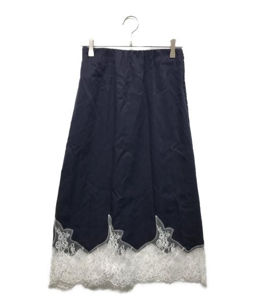 Mila Owen（ミラオーウェン）Mila Owen (ミラオーウェン) レースヘムスカート ネイビー サイズ:FREEの古着・服飾アイテム