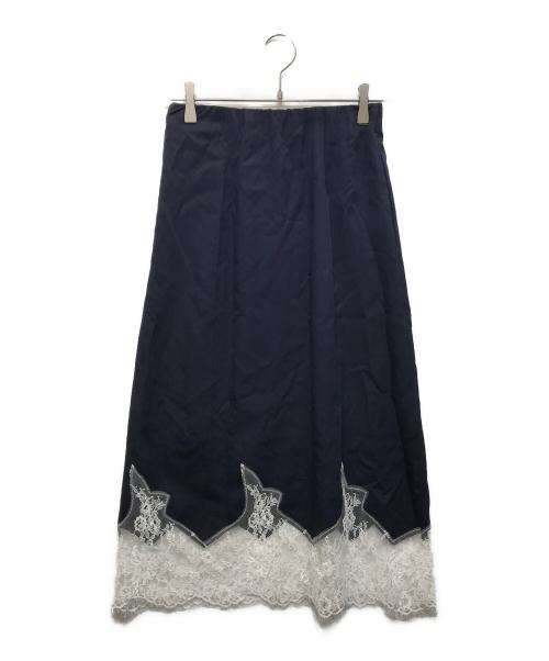 Mila Owen（ミラオーウェン）Mila Owen (ミラオーウェン) レースヘムスカート ネイビー サイズ:FREEの古着・服飾アイテム