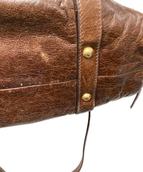 MIU MIU（ミュウミュウ）MIU MIU (ミュウミュウ) サイドリボン2WAY ハンドバッグ ブラウンの古着・服飾アイテム