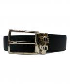 Salvatore Ferragamoサルヴァトーレ フェラガモ）の古着「ダブルガンチーニバックルレザーベルト」｜ブラック