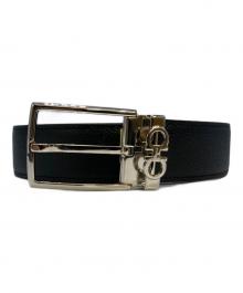 Salvatore Ferragamo（サルヴァトーレ フェラガモ）の古着「ダブルガンチーニバックルレザーベルト」｜ブラック