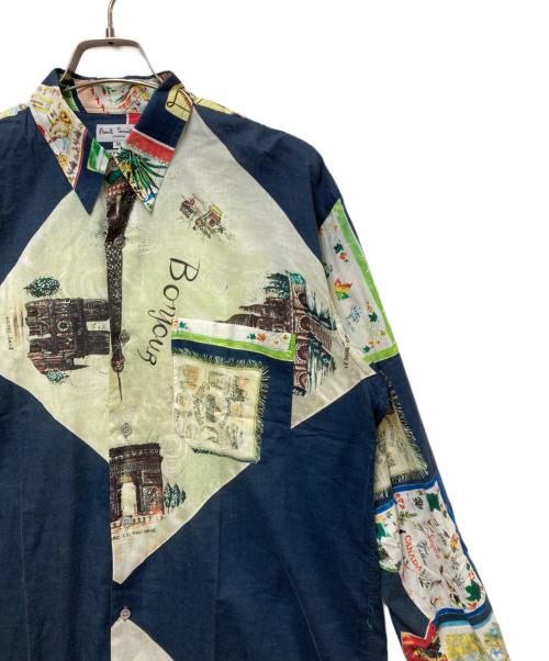 PAUL SMITH（ポールスミス）Paul Smith (ポールスミス) 総柄シャツ ネイビー×イエロー サイズ:Mの古着・服飾アイテム