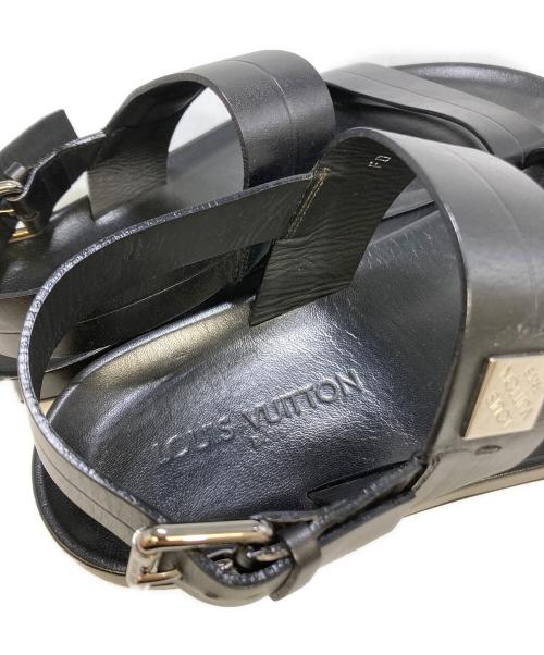 LOUIS VUITTON（ルイ ヴィトン）LOUIS VUITTON (ルイ ヴィトン) Black Flat Sandal ブラック サイズ:9の古着・服飾アイテム