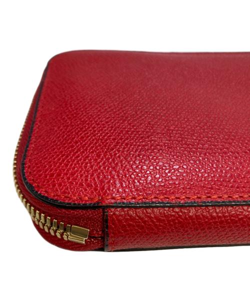Valextra（ヴァレクストラ）Valextra (ヴァレクストラ) ラウンドジップロングウォレット レッドの古着・服飾アイテム