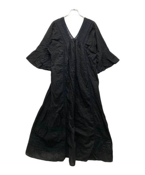 ne quittez pas（ヌキテパ）ne quittez pas (ヌキテパ) コットンボイルレースピンタックドレス ブラック サイズ:Mの古着・服飾アイテム