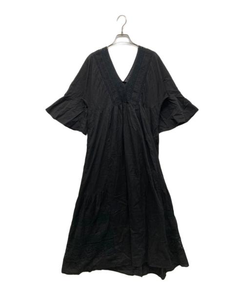 ne quittez pas（ヌキテパ）ne quittez pas (ヌキテパ) コットンボイルレースピンタックドレス ブラック サイズ:Mの古着・服飾アイテム