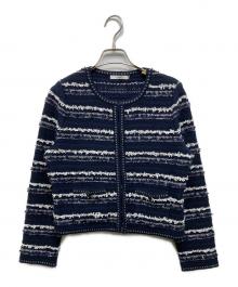 ANAYI（アナイ）の古着「ツイードニットカーディガン」｜ネイビー