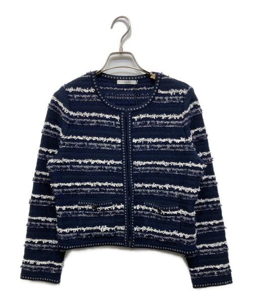 ANAYI（アナイ）ANAYI (アナイ) ツイードニットカーディガン ネイビー サイズ:38の古着・服飾アイテム