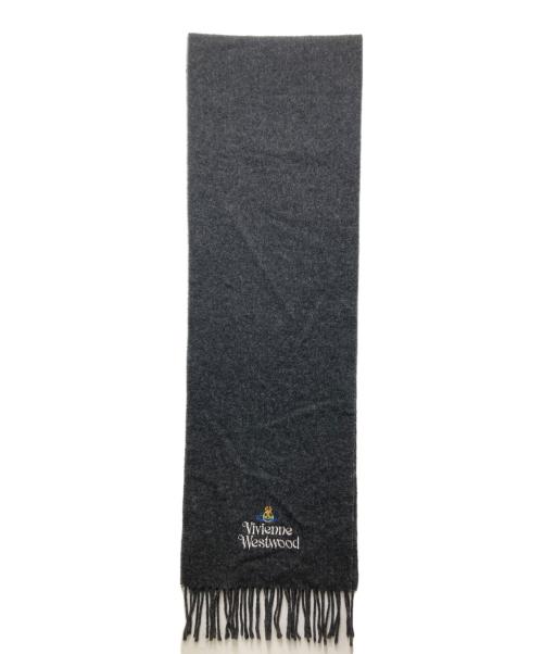 Vivienne Westwood（ヴィヴィアンウエストウッド）Vivienne Westwood (ヴィヴィアンウエストウッド) オーブ刺繍マフラー グレーの古着・服飾アイテム