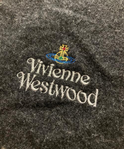Vivienne Westwood（ヴィヴィアンウエストウッド）Vivienne Westwood (ヴィヴィアンウエストウッド) オーブ刺繍マフラー グレーの古着・服飾アイテム