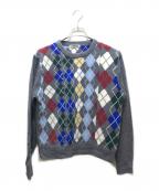NKNITンニット）の古着「mix argyle KNIT（ミックスアーガイルニット）N25AW-018」｜グレー
