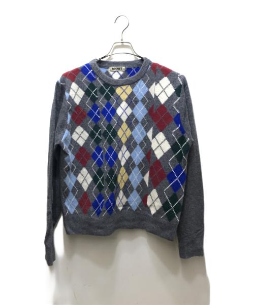 NKNIT（ンニット）NKNIT (ンニット) mix argyle KNIT（ミックスアーガイルニット）N25AW-018 グレー サイズ:実寸参照の古着・服飾アイテム